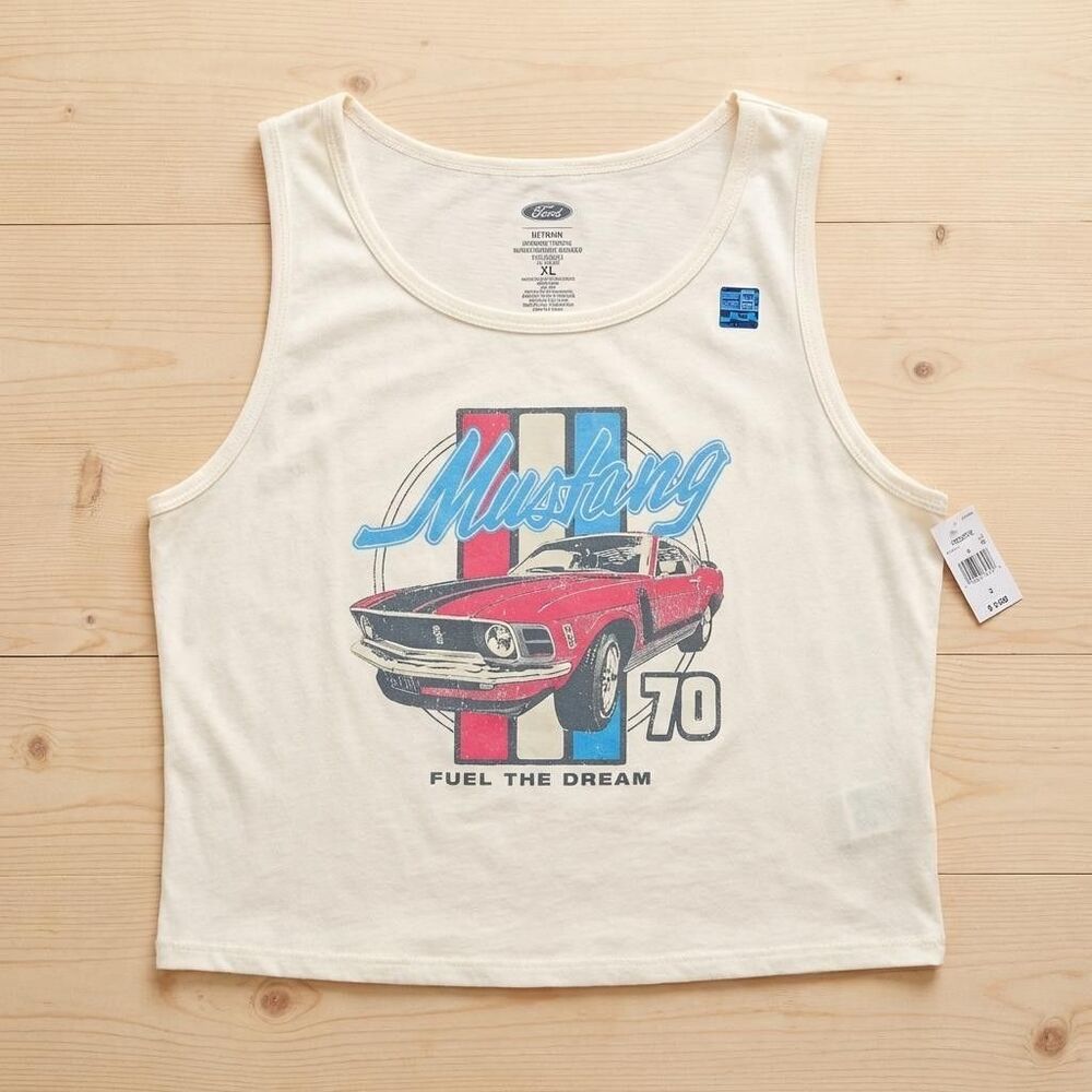 Hybrid Apparel Ford Mustang Women's Plus Size Sleeveless Graphic Tank Top, 1XL